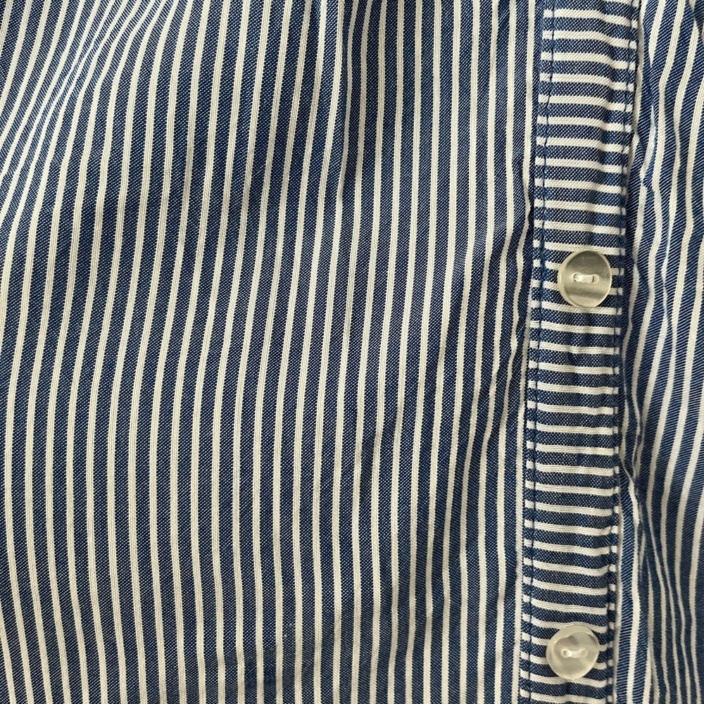 Iz Byer Blue and White Striped Button Down Shirt - Picture 7 of 9